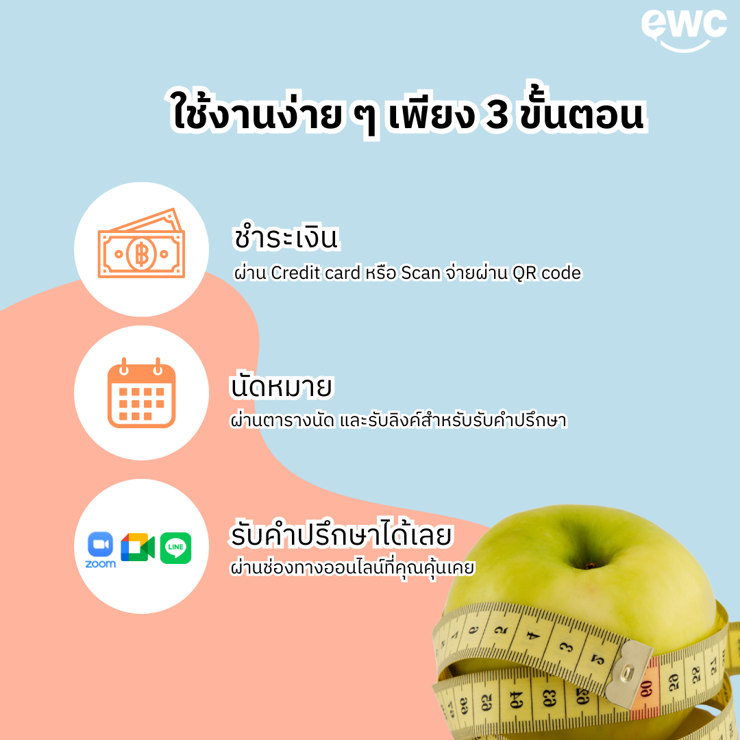 คุยกับนักกำหนดอาหารออนไลน์เบื้องต้น 30 นาที