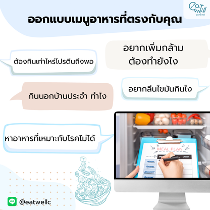 คุยกับ Sport nutritionist ทางออนไลน์ 60 นาที พร้อม ตารางอาหารออกแบบเฉพาะคุณ